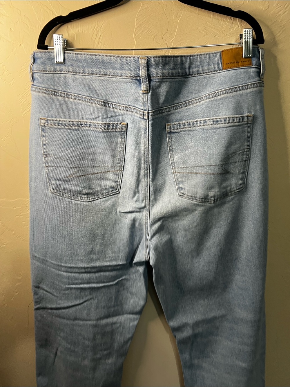 American Eagle Mom Straight High Rise Distressed Light Wash Denim Jeans - Picture 8 of 12